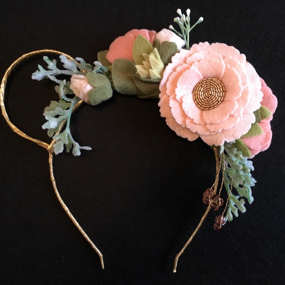 Felt and Bead Floral Mouse Ears